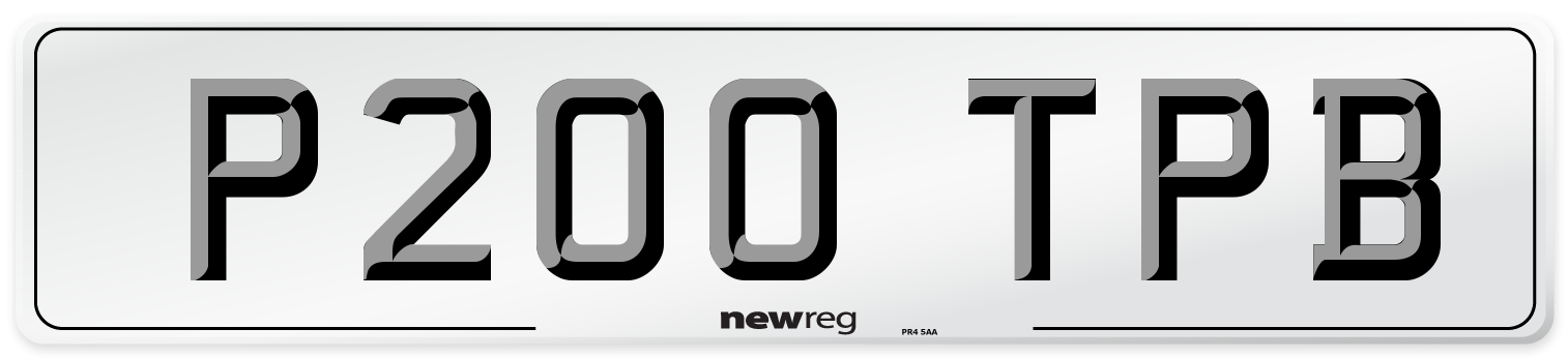 P200 TPB Number Plate from New Reg